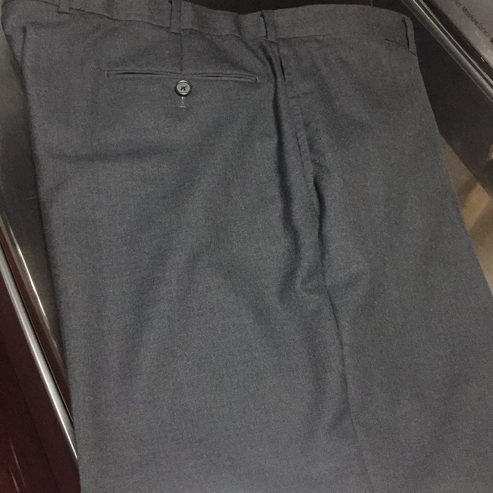 Charcoal gray wool men’s dress slacks,